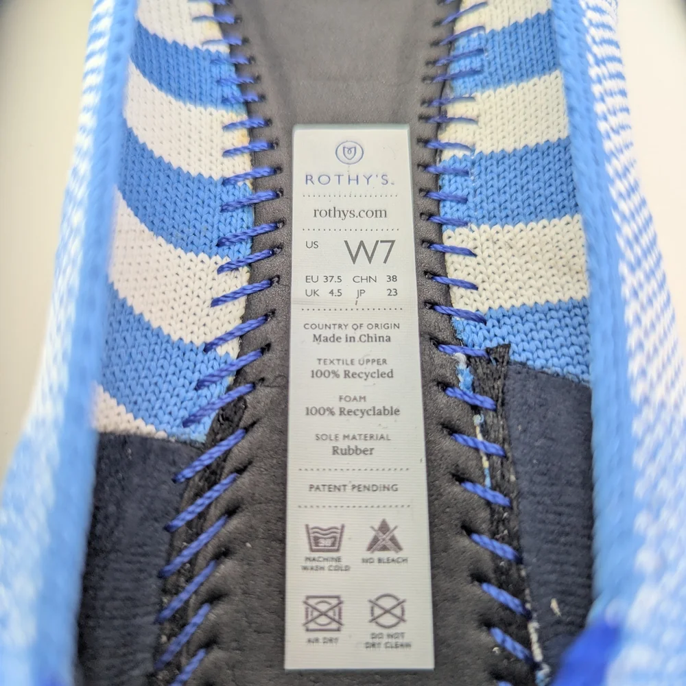 Rothy's Blue Striped Women's Shoes - Picture 9 of 12